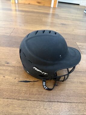 RIP-IT Matte Black Batting Helmet with Facemask